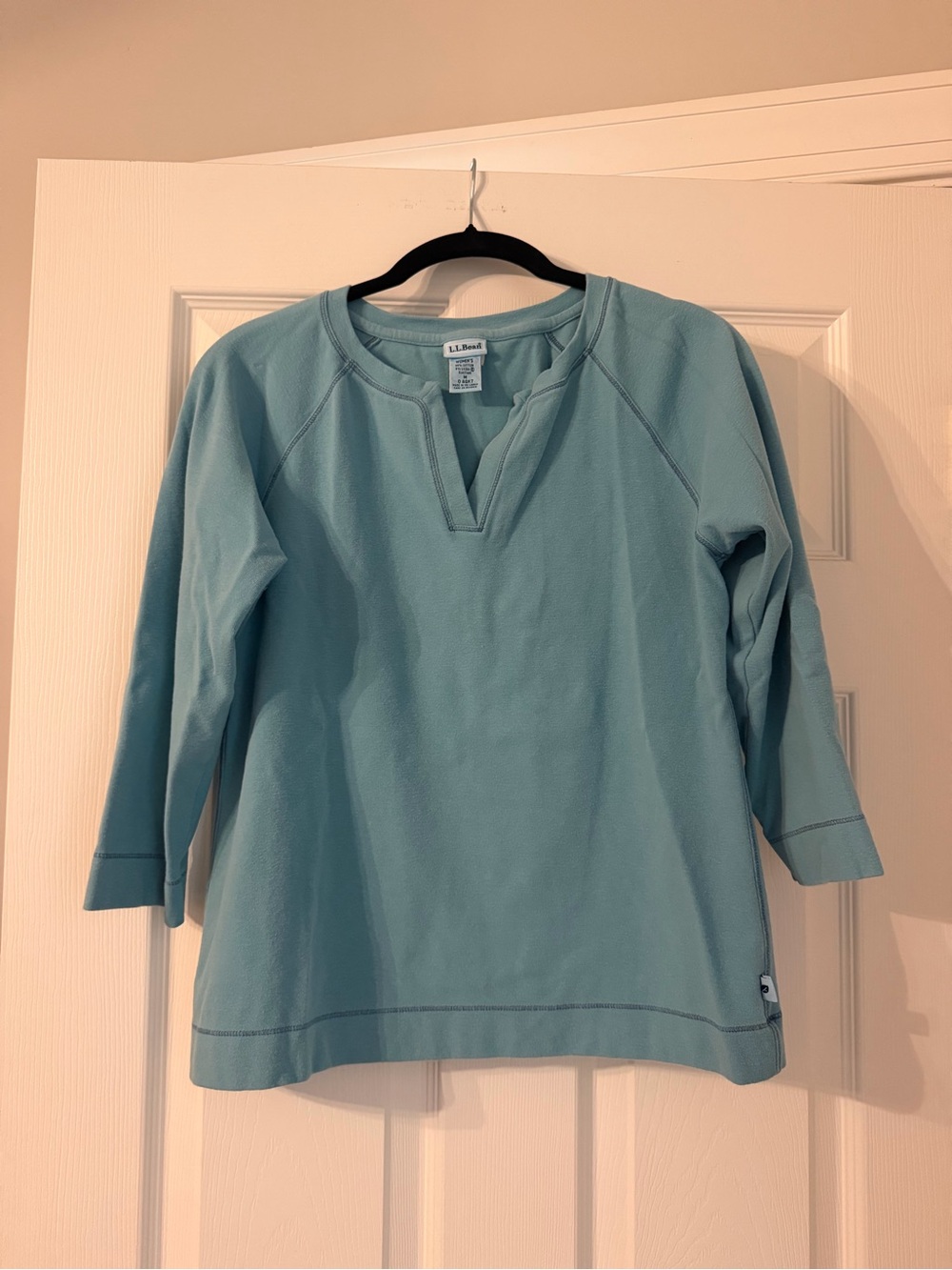 Vintage Y2K L.L.Bean Blue Cotton Split Neck Tunic Top M